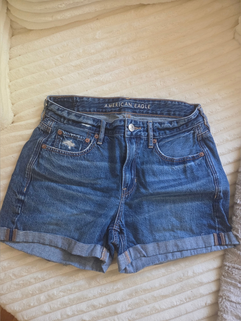 American Eagle Outfitters Dark Blue Rolled Hem Jean Shorts